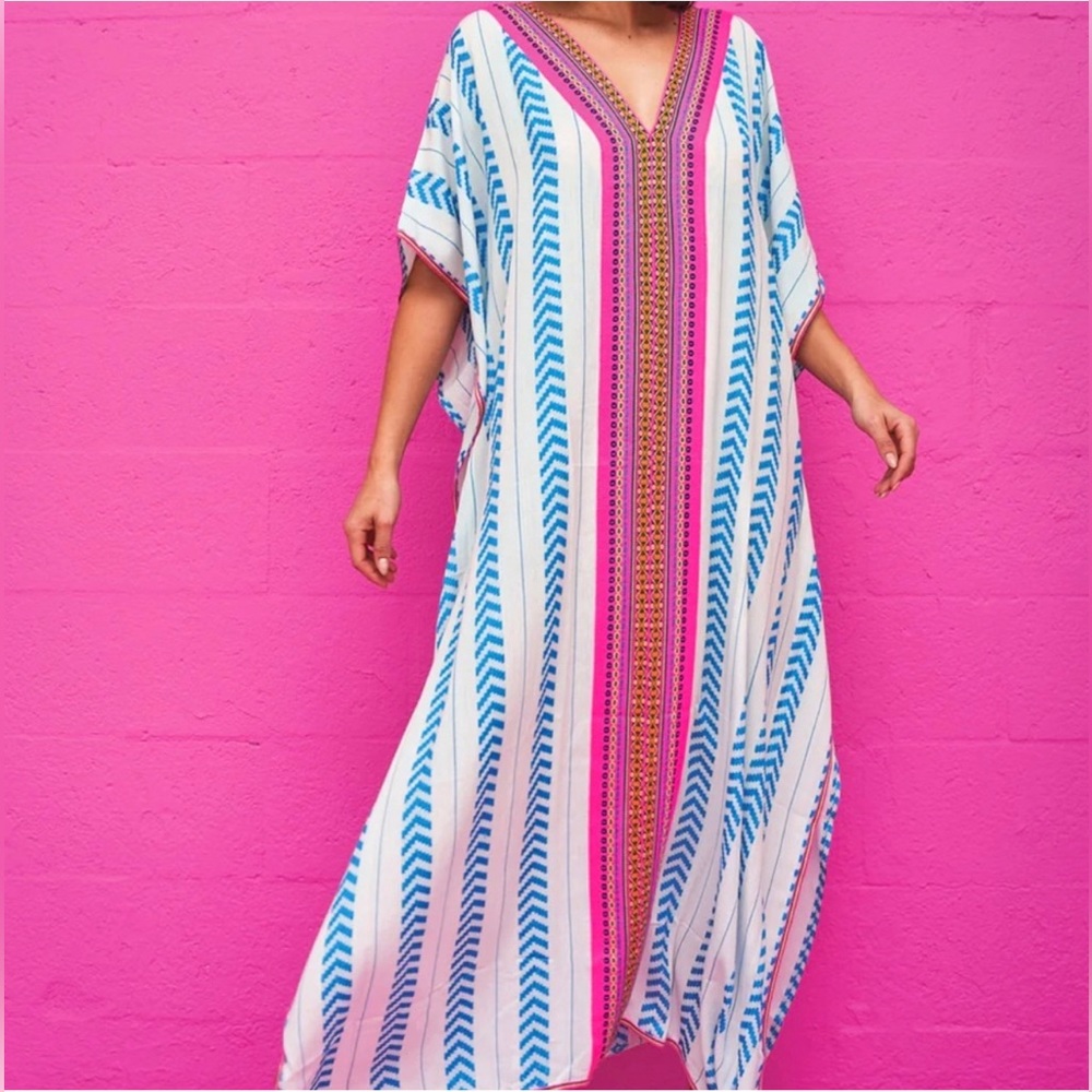 🩷Gorgeous Pitusa Kaftan Thobe Embroidery Maxi Dress Caftan Cover-up  One Size